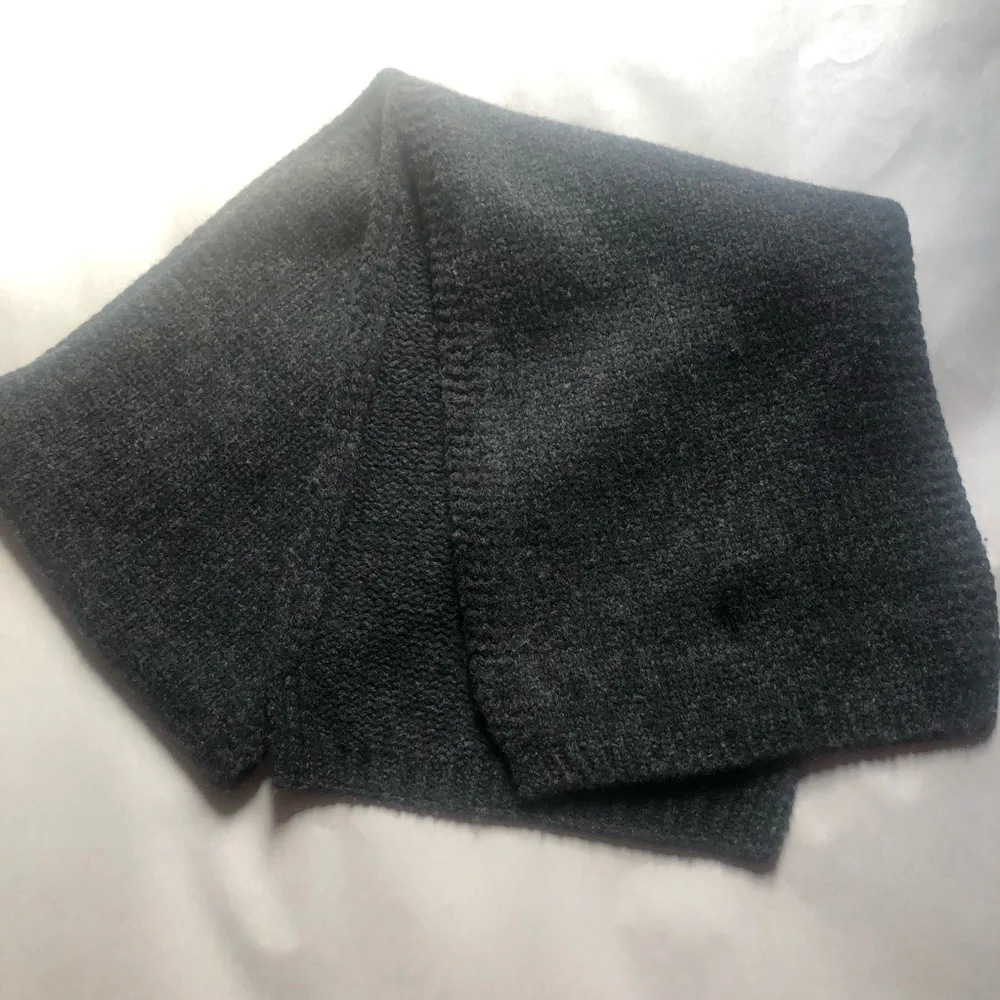 ❤️NWOT POLO Ralph Lauren 100% Lambswool Scarf Charcoal 59”x10”